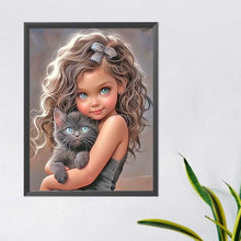 Load image into Gallery viewer, Little Girl Holding Cat 40*50CM(Canvas) Full Round Drill Diamond Painting
