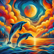 Load image into Gallery viewer, Sunset Dolphin 40*40CM(Canvas) Full Round Drill Diamond Painting
