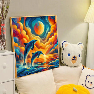 Sunset Dolphin 40*40CM(Canvas) Full Round Drill Diamond Painting