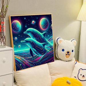 Double Dolphins 40*40CM(Canvas) Full Round Drill Diamond Painting