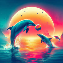 Load image into Gallery viewer, Happy Dolphin 40*40CM(Canvas) Full Round Drill Diamond Painting
