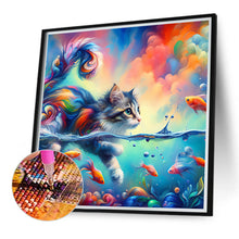 Load image into Gallery viewer, Goldfish And Colorful Cat 40*40CM(Canvas) Full Round Drill Diamond Painting
