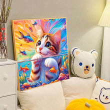 Load image into Gallery viewer, Goldfish And Little Orange Cat 40*40CM(Canvas) Full Round Drill Diamond Painting
