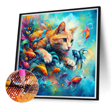 Load image into Gallery viewer, Goldfish And Orange Cat 40*40CM(Canvas) Full Round Drill Diamond Painting
