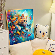 Load image into Gallery viewer, Goldfish And Orange Cat 40*40CM(Canvas) Full Round Drill Diamond Painting
