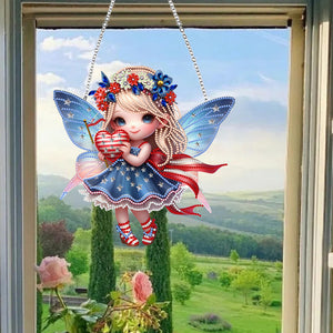 Single-Side Fairy Handmade 5D DIY Diamond Painting Dots Pendant for Office Decor