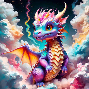 Colorful Dragon In The Mist 30*30CM(Canvas) Full Round Drill Diamond Painting