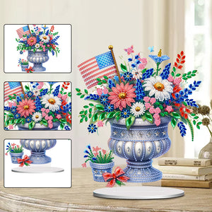 American Flag House Special Shape Desktop Diamond Art Kits for Home Office Decor