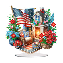 Load image into Gallery viewer, American Flag House Special Shape Desktop Diamond Art Kits for Home Office Decor
