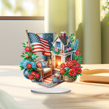 Load image into Gallery viewer, American Flag House Special Shape Desktop Diamond Art Kits for Home Office Decor
