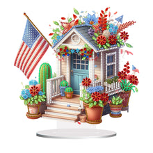 Load image into Gallery viewer, American Flag House Special Shape Desktop Diamond Art Kits for Home Office Decor
