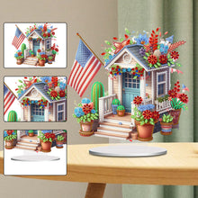 Load image into Gallery viewer, American Flag House Special Shape Desktop Diamond Art Kits for Home Office Decor
