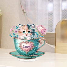 Load image into Gallery viewer, Special Shape Single-Side Cute Cat in Cup Desktop Diamond Art Kit for Home Decor
