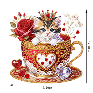 Special Shape Single-Side Cute Cat in Cup Desktop Diamond Art Kit for Home Decor