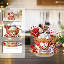 Load image into Gallery viewer, Special Shape Single-Side Cute Cat in Cup Desktop Diamond Art Kit for Home Decor
