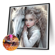 Load image into Gallery viewer, White Horse Girl 30*30CM(Canvas) Full Round Drill Diamond Painting
