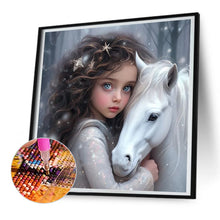 Load image into Gallery viewer, White Horse Girl 30*30CM(Canvas) Full Round Drill Diamond Painting
