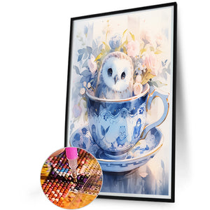 Cup White Owl 40*60CM(Canvas) Full Round Drill Diamond Painting