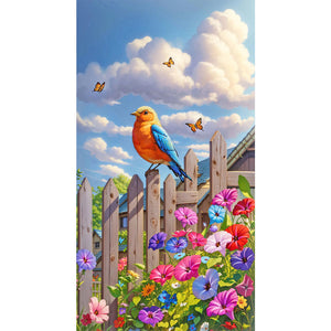 Birds On The Fence 40*70CM(Canvas) Full Round Drill Diamond Painting