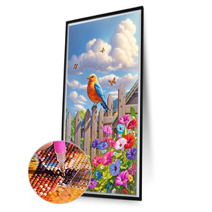 Birds On The Fence 40*70CM(Canvas) Full Round Drill Diamond Painting