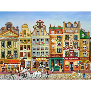 Houses Street 60*45CM(Canvas) Full Square Drill Diamond Painting