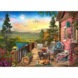 Woods House 70*50CM(Canvas) Full Square Drill Diamond Painting