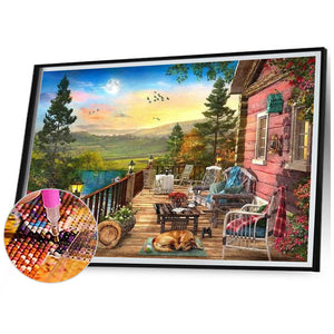 Woods House 70*50CM(Canvas) Full Square Drill Diamond Painting