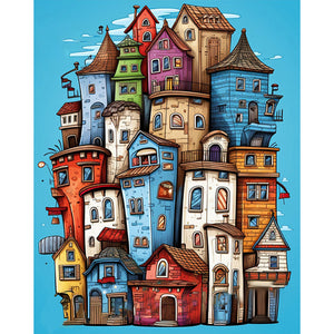 Crowded Town 40*50CM(Picture) Full AB Round Drill Diamond Painting