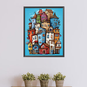 Crowded Town 40*50CM(Picture) Full AB Round Drill Diamond Painting