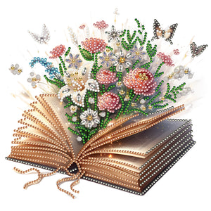 Flowers In Books 30*30CM(Canvas) Partial Special Shaped Drill Diamond Painting