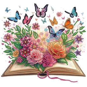 Flowers In Books 30*30CM(Canvas) Partial Special Shaped Drill Diamond Painting