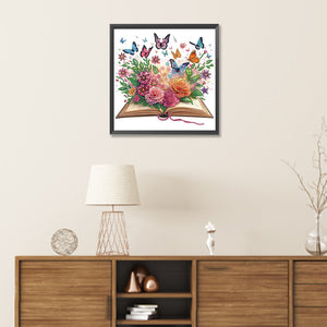 Flowers In Books 30*30CM(Canvas) Partial Special Shaped Drill Diamond Painting