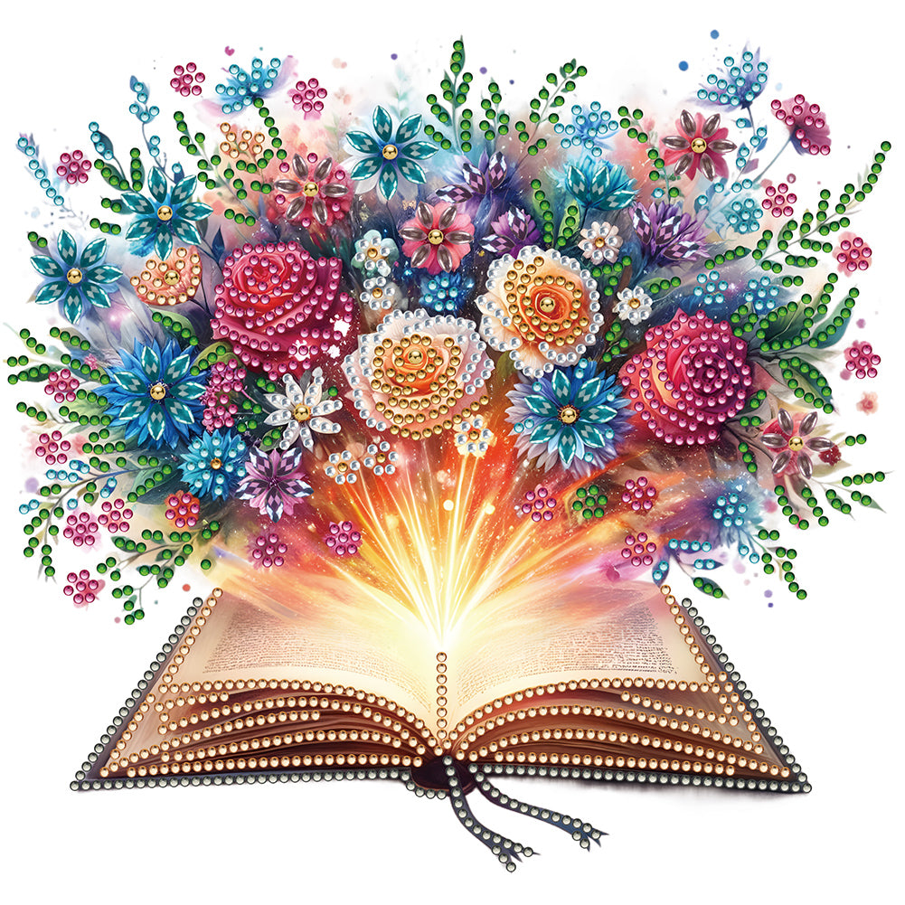 Flowers In Books 30*30CM(Canvas) Partial Special Shaped Drill Diamond Painting