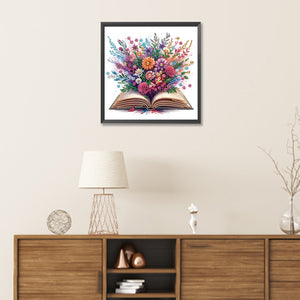 Flowers In Books 30*30CM(Canvas) Partial Special Shaped Drill Diamond Painting