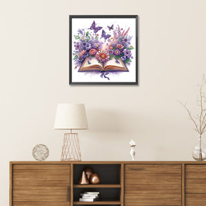 Flowers In Books 30*30CM(Canvas) Partial Special Shaped Drill Diamond Painting