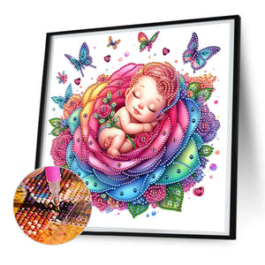 Rose Child 30*30CM(Canvas) Partial Special Shaped Drill Diamond Painting