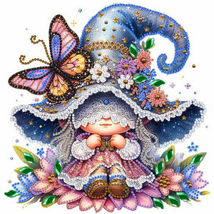 Spring Butterfly Gnome 30*30CM(Canvas) Partial Special Shaped Drill Diamond Painting