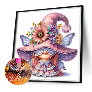 Spring Butterfly Gnome 30*30CM(Canvas) Partial Special Shaped Drill Diamond Painting