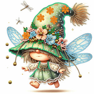 Spring Dragonfly Gnome 30*30CM(Canvas) Partial Special Shaped Drill Diamond Painting