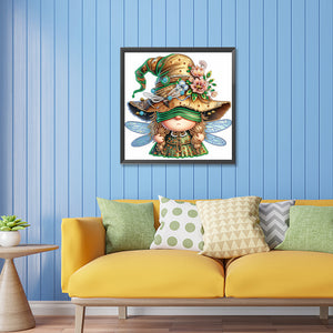 Spring Dragonfly Gnome 30*30CM(Canvas) Partial Special Shaped Drill Diamond Painting