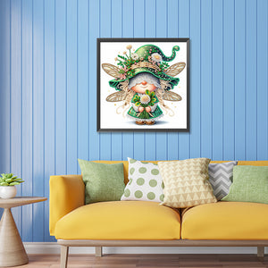 Spring Dragonfly Gnome 30*30CM(Canvas) Partial Special Shaped Drill Diamond Painting