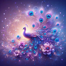 Load image into Gallery viewer, Purple Fantasy Background Peacock 40*40CM(Canvas) Full Round Drill Diamond Painting
