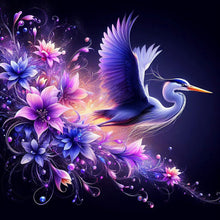 Load image into Gallery viewer, Flying Crane On Purple Fantasy Background 40*40CM(Canvas) Full Round Drill Diamond Painting
