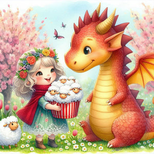 Dragon And Girl 40*40CM(Canvas) Full Round Drill Diamond Painting