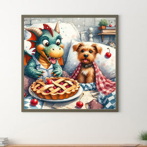 Dragon And Yorkshire Terrier 40*40CM(Canvas) Full Round Drill Diamond Painting