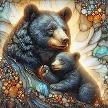 Load image into Gallery viewer, Glass Pattern Black Bear 40*40CM(Canvas) Full Round Drill Diamond Painting
