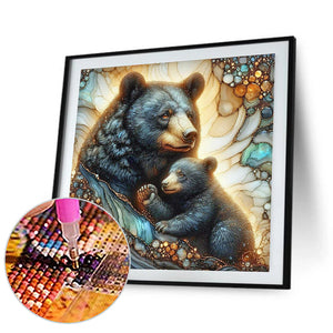 Glass Pattern Black Bear 40*40CM(Canvas) Full Round Drill Diamond Painting