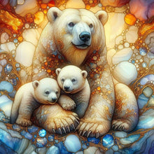 Load image into Gallery viewer, Glass Pattern Polar Bear Family 40*40CM(Canvas) Full Round Drill Diamond Painting
