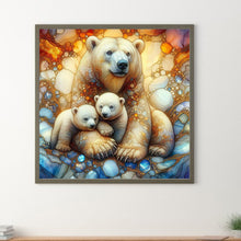 Load image into Gallery viewer, Glass Pattern Polar Bear Family 40*40CM(Canvas) Full Round Drill Diamond Painting
