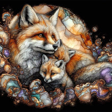 Load image into Gallery viewer, Glass Pattern Fox Family 40*40CM(Canvas) Full Round Drill Diamond Painting
